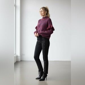 Mango Red and Blue Knit Sweater